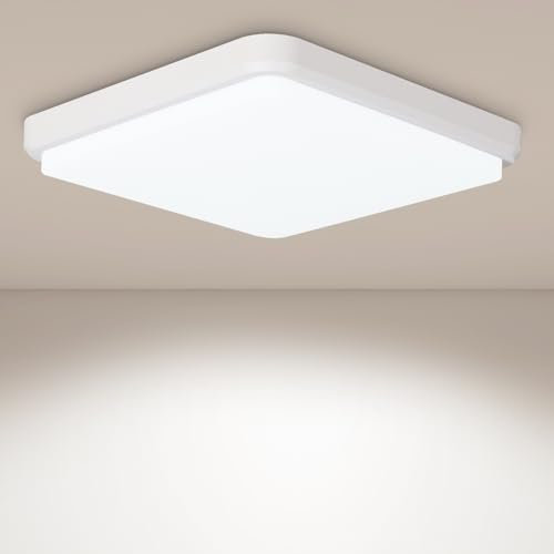 JDONG LED Deckenleuchte 36W 3000LM Flach Weiß Deckenlampe Modern Warmweiß 3000KLampe für Schlafzimmer Küche Keller Balkon Büro Eckig 40 * 40 CM