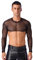 Nyeemya Camiseta de Malla Transparente Manga Larga Hombre Camiseta Interior de Rejilla Ropa Interior Muscular Hombres Ropa de Fiesta para Club Nocturno Negro Negro A M