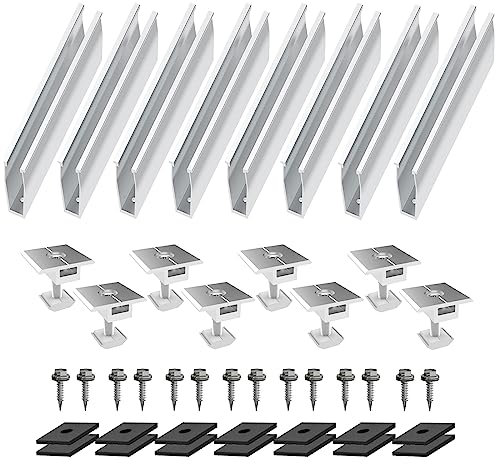 Kit de support de panneau solaire, fixation de panneau solaire en aluminium, 20 cm, tôle trapézoïdale, toit plat, rail de montage photovoltaïque, système de fixation pour modules de 30 à 35 mm