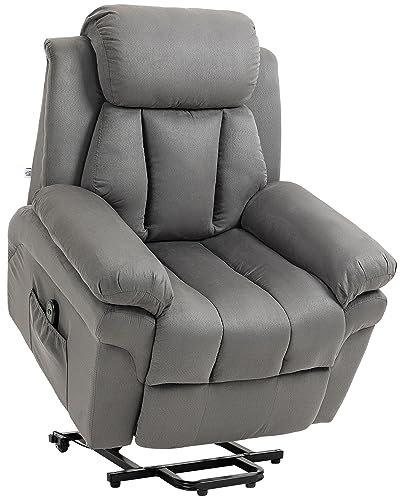 HOMCOM Fauteuil releveur électrique, Fauteuil Relax électrique avec Repose-Pied Ajustable, Dossier inclinable, télécommande, Poche latérale, pour Personnes âgées, Gris