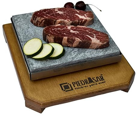 Piedra Volcánica para asar carne-Piedra para cocinar carne a la piedra- Modelo Piedra 20x20 cm PCP-Plancha de piedra para Asar Carne- Piedra para Restaurantes y Particulares