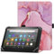 HoYiXi Funda Universal para 7-8 Tableta Fire HD 8 2020/2022 y Fire HD 8 Plus 2020/2022 con Soporte Folio y Correa de Mano Funda Protectora para 7-8 Samsung Lenovo Android Tableta - mármol Rosa