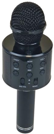 Alsino Schwarzes tragbares Bluetooth Karaoke Mikrofon - Drahtlos, Android,und PC über Bluetooth, Geschenk für Kinder, Erwachsene, Heim-Partys & JGA – Mit Lautsprecher & Recorder