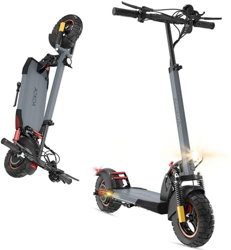 Ealirie Monopattino Elettrico 12.5Ah batteria 10 '' gomma grassa per adulti adolescenti, Doppia sospensione, motore 500W, gamma 30-40KM, 25KM / H, motorino pieghevole, Doppio freno sicuro
