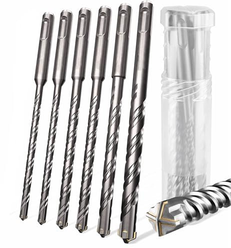 Set di punte per pietra (6, 8, 10, 12, 14, 16) x 150 mm, trapano a percussione per calcestruzzo, ideale per la foratura in calcestruzzo, pietra naturale/muratura, trapano compatibile con