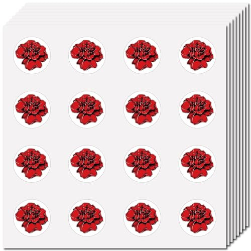 CREATCABIN 128 Stück Rosen-Planeraufkleber,Blumen-Vinylaufkleber,Selbstklebender,Wasserfester Aufkleber,Kleiner Roter Runder Punkt,Große Cartoon-Aufkleber Für Kunsthandwerk,Studenten,Planer,2.5x2.5cm