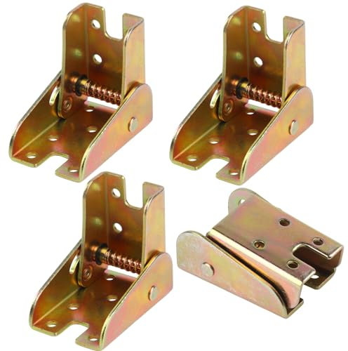 4 Pcs Folding Table Legs, Self Locking Foldable Hinges, 90 Degree Self Locking Hinges, Folding Table Hinges, Folding Lock Extension Hinges for Table Bed Leg Feet Support Work Bench Folding Hinges