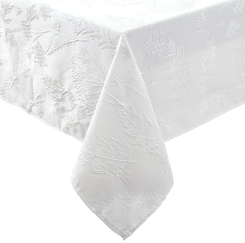 Laura Ashley Tischdecke, Bestickt, Jacquard-Stoff, knitterfrei, für Esszimmer, Urlaub, Party, Hochzeit oder Bankett, 152,4 x 213,4 cm, Cynthia White