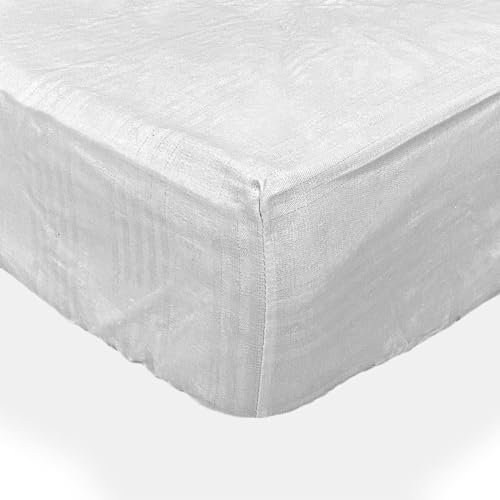 LARA MORADA - Coprimaterasso Una Piazza E Mezza In Cotone, 100% Italiano, Antiacaro E Ipoallergenico, 120x200 + 25cm, Con Angoli Elasticizzati, Bianco