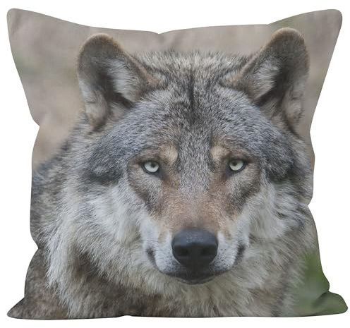 CEVAN Leinen Kissenbezüge Natur Rechteckig Kissenbezug Draußen Wolf Kissenbezüge Jugendzimmer Kissenhülle Japan Kissenbezüge Sofa Dekor 45x45cm,1Pcs