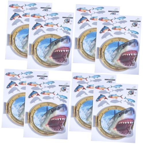 jojofuny 8 Stück 3D Wandaufkleber Bodenaufkleber Meeresleben Wandaufkleber Cartoon Raumaufkleber 3D Deko Aufkleber DIY Wandaufkleber Welt Wandaufkleber Hai 3D Aufkleber