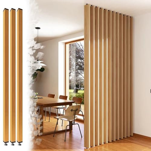 Raumteiler 4cm x 8cm Wandtrennrohr, Japanische Natürliche Rechteckige Raumteilerabdeckung vom Boden Bis zur Decke für Wohnzimmer, 70cm - 300cm, Individuell Angepasst(Color:3pcs Height,Size:190cm/74.8i