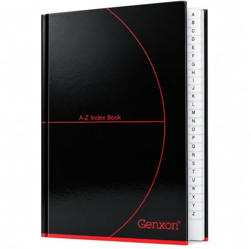 genXon A5 Index Notebook Book 192 Pages Ruled Organiser Phone Address Notes Book A-Z Hard Cover