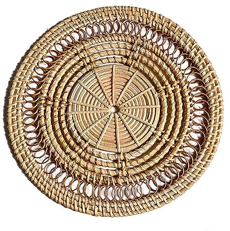 Panier mural décoratif nordique en rotin tissé à la main Décoration murale creux en bambou Paniers suspendus ExquisiteCraftsmanship