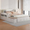 MQLAE Kinderbett Jugendbett 140x200, Stauraumbett Funktionsbett mit Stauraum-Kopfteil(mit Kissen)&Schubladen&Nachttisch&Langschrank&Sofabank, Massivholz-Kombi-Bett, Tatamibett, Inkl Lattenrost, Weiß