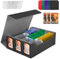 QCXWCJWD Caja de Cartas Magic para 2400+ Magic Cartas sin Fundas, Card Deck Box con Ventana de Visualización y 10 Card Dividers tarjetero, Caja de Baraja Magnética Compatible con MTG TCG (gris)