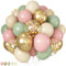 HILAVO Ballons roses et verts rétro vert sauge, rose, doré métallisé, ballons en latex pour décoration de fête d'anniversaire