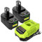 2pièce RB18L50 18V 5,5Ah Batterie de Remplacement pour Ryobi Batterie + 1pièce 9,6V-18V 3A pour Ryobi Lithium-Ionen & Ni-Mh Chargeur BCL14181H