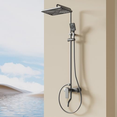 BiaoTeng Ducha de Baño Columna con Grifo para Bañera Manguera de Ducha 150 cm con Ducha de Mano 3 Modos Duchas de Baño Columna Gris