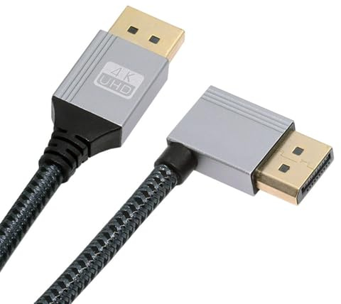 cablecc Câble DisplayPort DP vers DP Ultra HD 4K 60 Hz 32,4 Gbit/s haut débit coudé à gauche Argenté 2 m