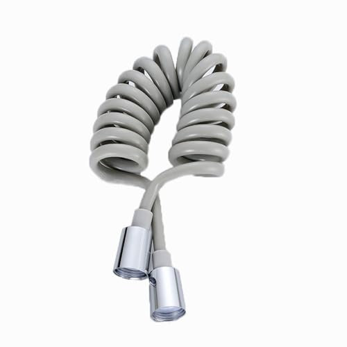 TYMYW Flexschlauch 1/2 Zoll Federbelasteter Schlauch. Flexibler Teleskop-Brauseschlauch. Spiralschlauch für Wc-Bidet-Sprüher,Grau,2M