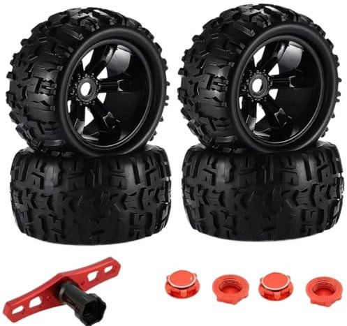 Für Traxxas Für Maxx Für E-Revo Für Revo 3.3 Für JLB Für Cheetah Für Monster Im Maßstab 1:8. 4-teiliges 17-mm-Sechskant-RC-Truck-Reifen- Und Radset Geklebt RC Autoteile(170MM*100MM-2)