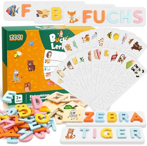 ZOOI Montessori Spielzeug ab 3 4 5 6 7 8 Jahre Junge, Spielzeug ab 3-8 Jahre Mädchen, Buchstaben Lernen Lernspiele ab 3-8 Jahre, Kinderspielzeug ab 3 Jahre Ostergeschenke Kinder Einschulung Geschenk