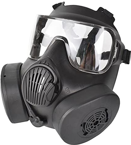 LeeQinersw Verstellbare Atemschutzmaske mit Schutzbrille für Cosplay Und Filmkostüme, Black_Clear Objektiv
