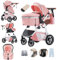 Lnhcrbs Kinderwagen 3 in 1, Baby Kinderwagen ist mit Einstellbarer Höhe Griff, Bergsteiger Kinderwagen mit Anti-Moskitonetz Regen Abdeckung Mumie Tasche Flaschenhalter,for 0-4 Years,22Kg,Rosa