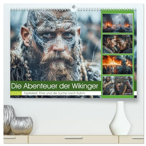 Die Abenteuer der Wikinger (hochwertiger Premium Wandkalender 2026 DIN A2 quer), Kunstdruck in Hochglanz: Die Helden der Nordmeere sind die Wikinger, ... der Skalden fortleben. (CALVENDO Menschen)