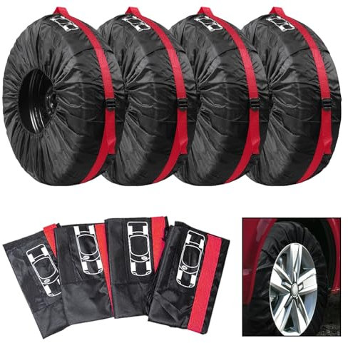 Calenxy Reifentaschen Set 19-23 Zoll 4 Stück Reifenaufbewahrung Waterproof Staubdicht Reifenbezug Reifenschutzhülle für Sauberer Transport und Lagerung Schwarz, L(Ø80cm)