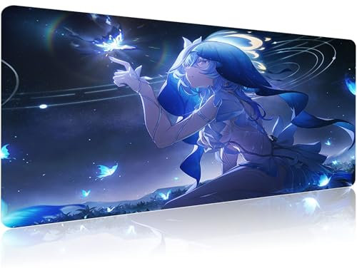 Wuthering Waves Tapis de Souris Grand Tapis de Souris Mignon XXL 900x400x3mm - Tapis Bureau avec Base Anti-Dérapage - Tapis Souris Gamer Imperméable - Mouse Pad