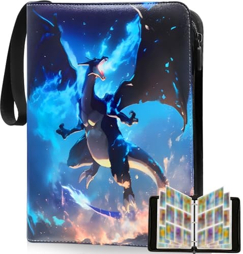 Sammelkarten Album Groß,Extra Großer Stauraum,50 Seiten 400Deckel mit Reißverschluss, Damit die Karten nicht Herausfallen, PU-Material,Geeignet für Spielkarten, Sportkarten, Anime-Karten. (400)