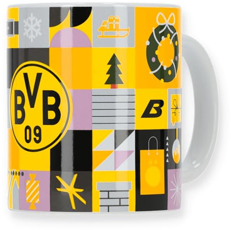 BVB Weihnachtstasse, 10,5 x 10,5 cm, Keramik, Spülmaschinenfest, Winter-Edition mit Festlichen Motiven