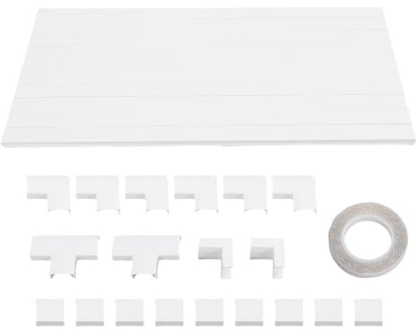 Kabel-Hider-Set, 20 x 10 mm, Kabelkanal, lackierbare Kabelabdeckungen mit Klebeband, Wandkabel-Abdecker und Anschlüsse für TV-Ethernet-Kabelmanagement