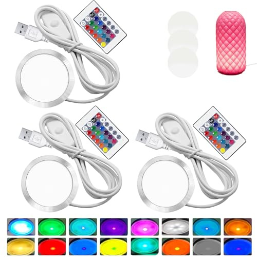 3 Stück 3D-Drucker LED-Lampen-Kit 001 für Bambu Lab A1/A1mini/P1S/P1P/X1C | Aluminiumlegierung für Hervorragende Wärmeableitung | USB-Rundleuchte mit 3 Fernbedienung| 16 Arten von RGB Lichtern| 5V