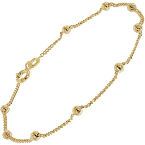 trendor Damen-Armband 925 Silber Vergoldet Kugelkette 18,5 cm 21661 | stabile Flachpanzerkette, eleganter Armschmuck für junge Damen,