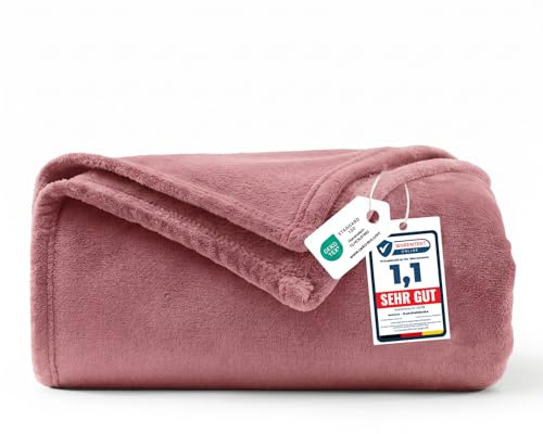WAVVE Kuscheldecke Dunkelrosa Decke – Flauschige Fleecedecke 150x200 cm, Warme Sofadecke & Wohndecke, Weicher Sofaüberwurf XL für Couch & Bett