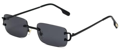 WDZAYXC Randlose Rechteck-Sonnenbrille für Damen und Herren | Retro-Stil, 8 Farboptionen