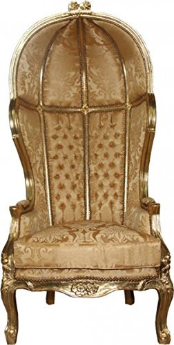 Casa Padrino Barock Thron Sessel Victory Gold Barock Muster/Gold Mod2 - Balloon Chair -Thron Stuhl Tron