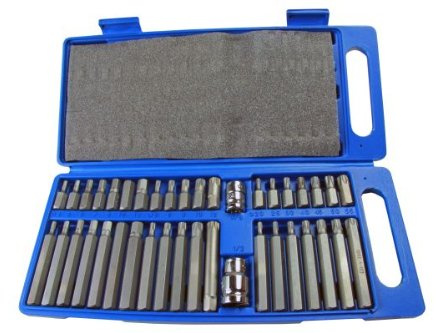 40pc TORX/Spline & HEX BIT 10mm 3/8 & 1/2 Drive BIT Holder Set 2200