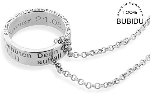 Taufring mit Gravur Kette Psalm Geburtsring Schmuck zur Kommunion, Konfirmation, Taufe Geschenk 925 Silber Kette mit Namen Taufkette Ring Text Taufschmuck Taufspruch | HANDMADE IN GERMANY