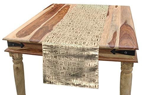 ABAKUHAUS ägyptisch Tischläufer, Dated Hieroglyphics, Esszimmer Küche Rechteckiger Dekorativer Tischläufer, 40 x 225 cm, Braun Tan