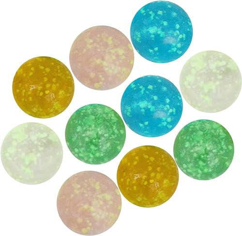 ARSUK 10pcs Large Handmade Flowerish Style Glow in The Dark Punktierte Glasmurmeln, Schutz vor Beschädigungen, Sportspielzeug & Outdoor (10 Stück im Dunkeln leuchtende Murmeln)