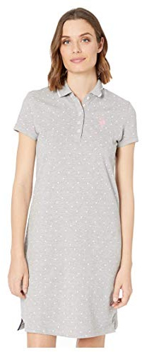 U.S. Polo Assn. Dot Polo Dress Heather Grey LG
