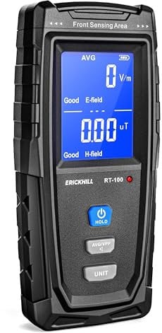 ERICKHILL EMF Meter, wiederaufladbar, digital, elektromagnetisch, Strahlungsdetektor, Hand-Held, Digital LCD EMF Detector, Great Tester für Home EMF Inspektionen, Büro, Outdoor und Ghost Hunting