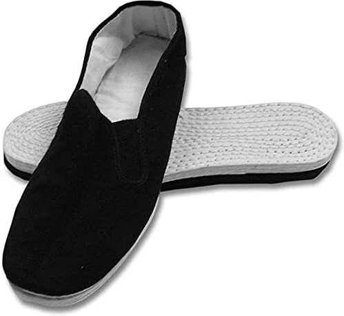 Shoes8teen Men's Martial Art Kung Fu Tai Chi Rubber Sole Canvas Shoes (Black Cotton, 12