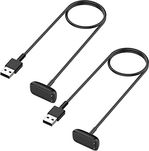 Kissmart Charger Cable Compatible with Fitbit Luxe, Charging Cable Magnetic Replacement Accessories Cord with Reset Button for Luxe Fitness and Wellness Tracker (2Pack, 3.3ft/1m)