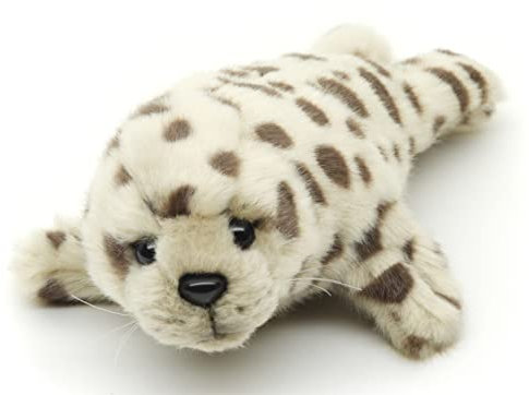 Uni-Toys - Seehund grau-gepunktet - 21 cm (Länge) - Plüsch-Robbe, Seehund - Plüschtier, Kuscheltier