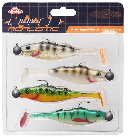 Berkley Pulse Realistic Perch Prerigged, Fishing Hook, Soft Lures, PredatorFishing, Zander, Unisex, Assorted, 7g | 70mm
